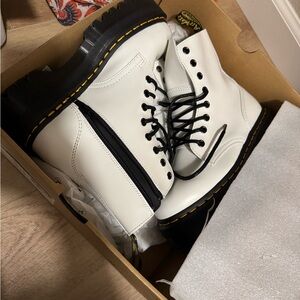 Dr. Martens Jadon Polished Smooth White Boots